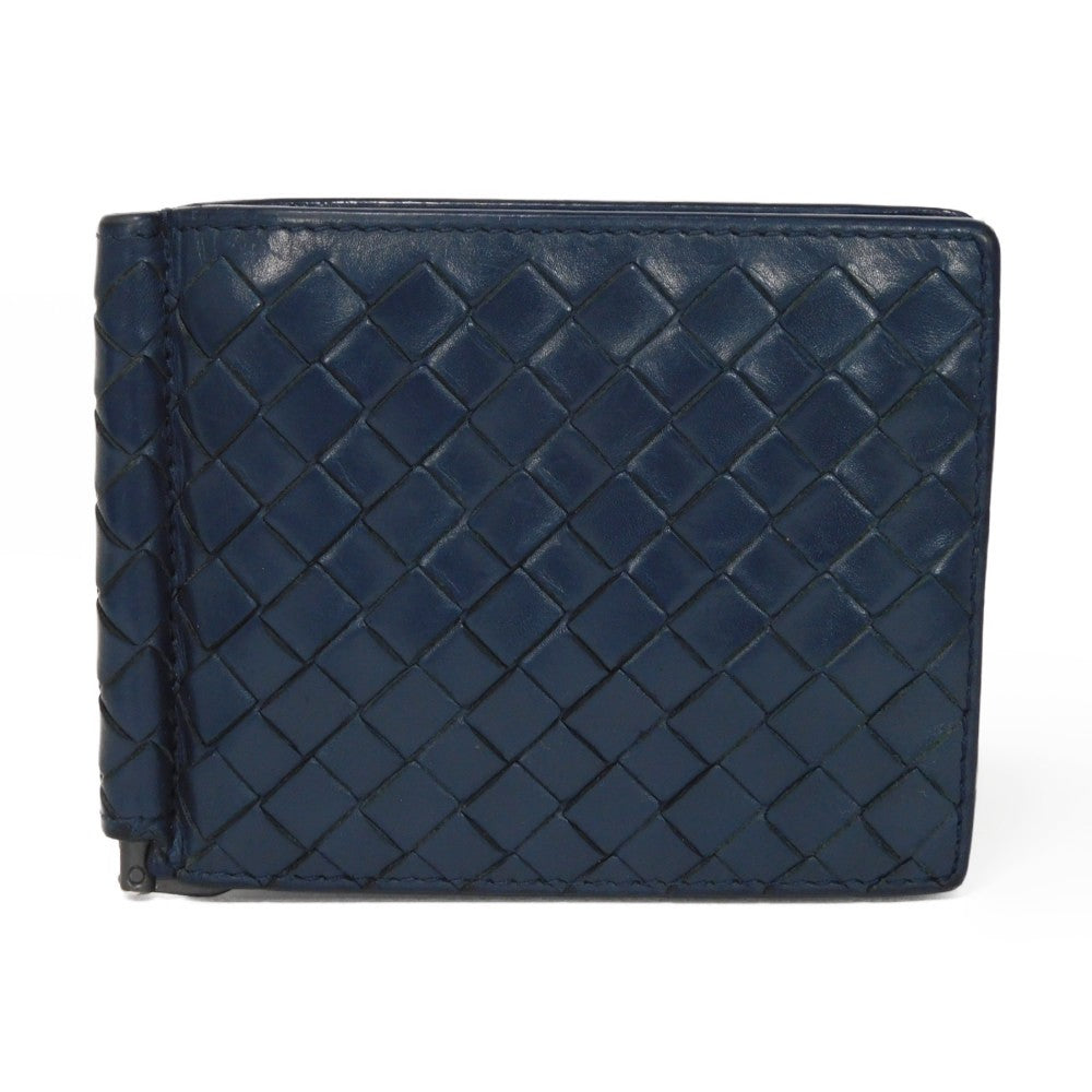 BOTTEGAVENETA Bifold Wallet 390877 V001N 4130 Calfskin Celeste INTRECCIATO Money clip wallet mens