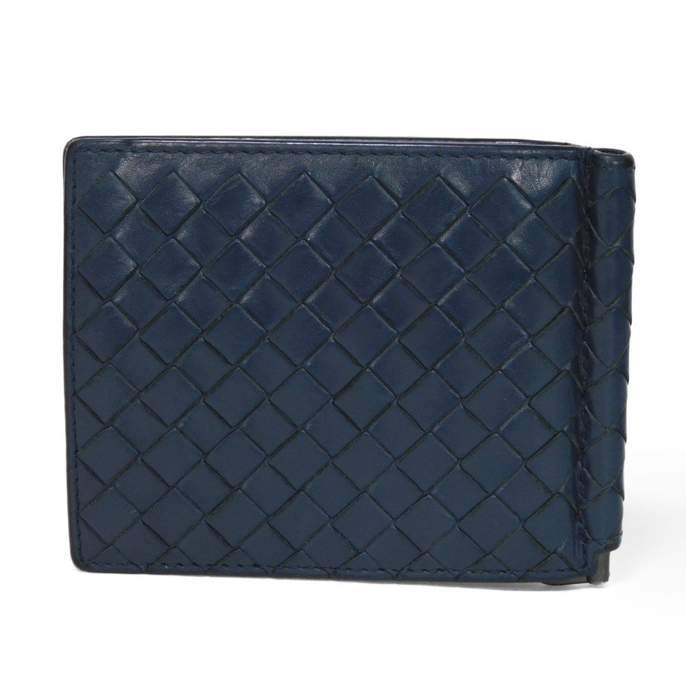 BOTTEGAVENETA Bifold Wallet 390877 V001N 4130 Calfskin Celeste INTRECCIATO Money clip wallet mens