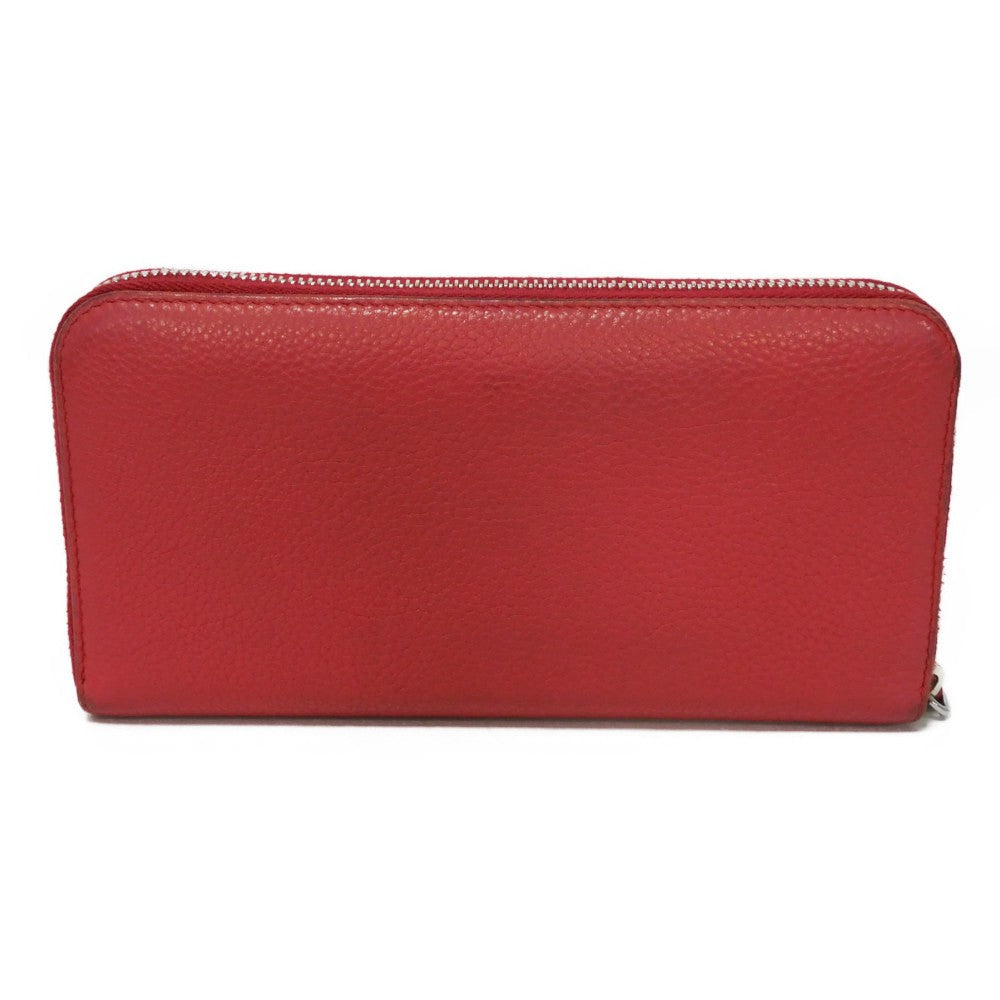 PRADA Long Wallet Purse 1ML506 2E8V F001 Calf leather Rosso Red Zip Around logo metal Vitello Phoenix Zip Around Wallet unisex(Unisex)