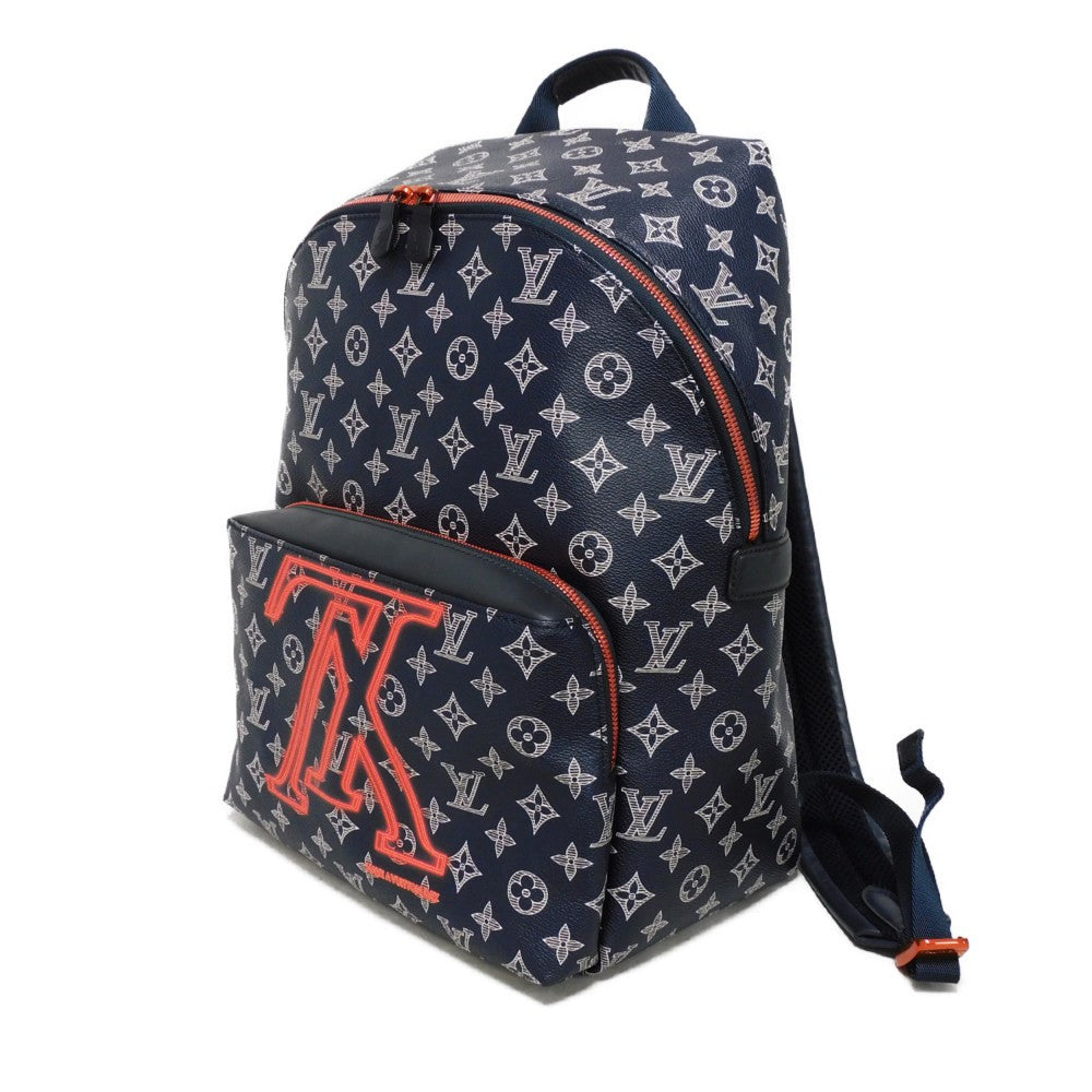LOUIS VUITTON Backpack M43676 Monogram Ink Canvas x Cowhide Leather navy x white x coral pink Monogram ink upside down Apollo