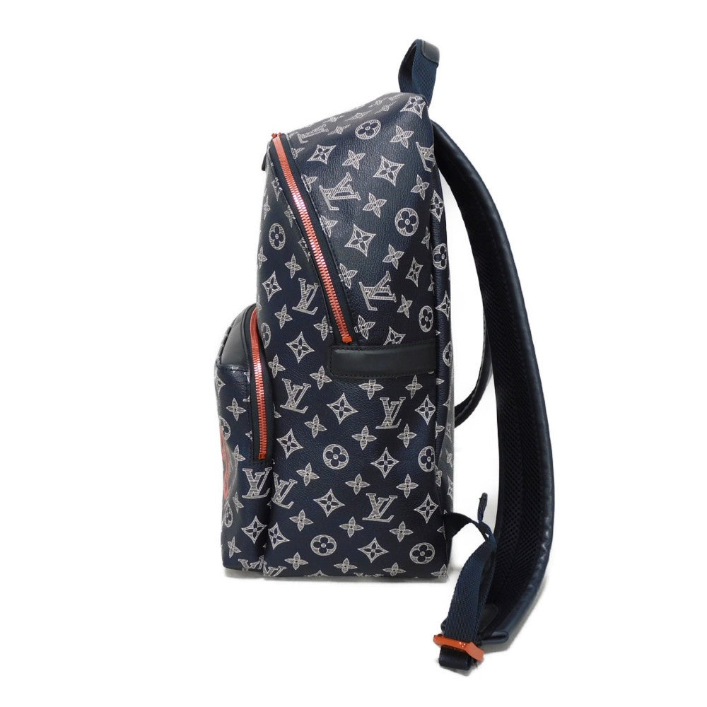 LOUIS VUITTON Backpack M43676 Monogram Ink Canvas x Cowhide Leather navy x white x coral pink Monogram ink upside down Apollo