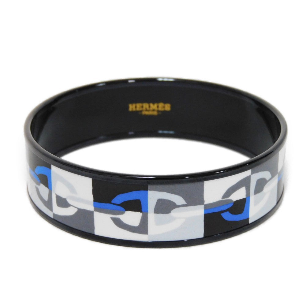 HERMES Bangle enamel multicolor Anchor Chain Cloisonne Saw Black Blue Unused Chene Dunkle Emaille GM unisex(Unisex)