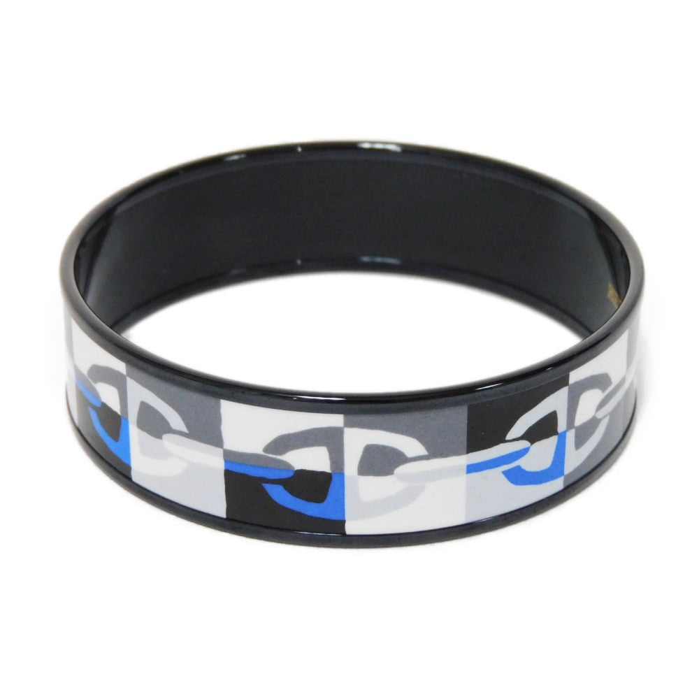 HERMES Bangle enamel multicolor Anchor Chain Cloisonne Saw Black Blue Unused Chene Dunkle Emaille GM unisex(Unisex)