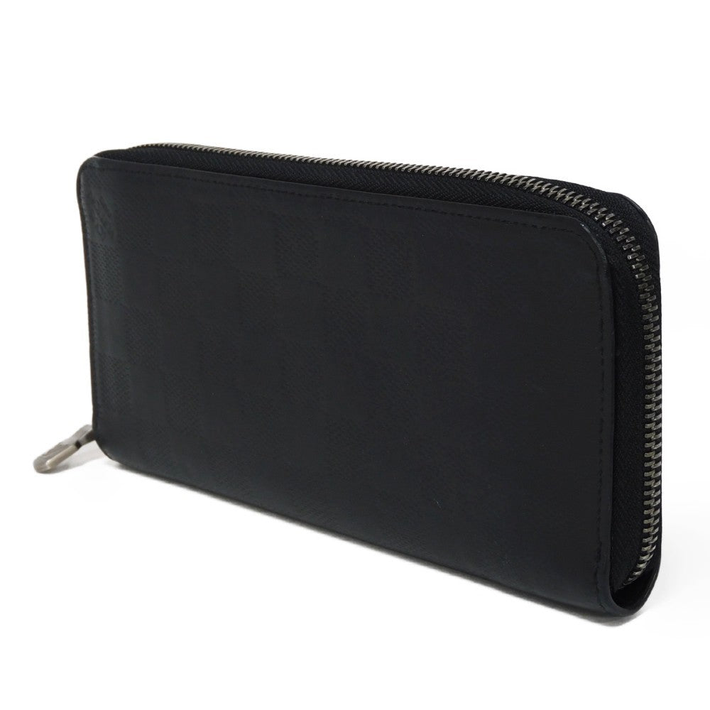 LOUIS VUITTON Long Wallet Purse N63548 Anfini Leather (Damie embossed) onyx Black New Zip Around RFID Damier Anfini Zippy Wallet Vertical mens