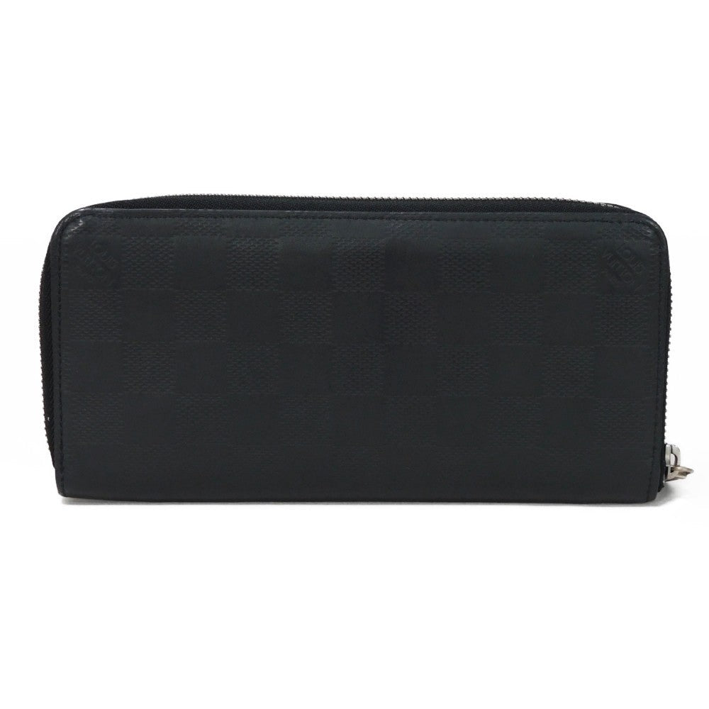 LOUIS VUITTON Long Wallet Purse N63548 Anfini Leather (Damie embossed) onyx Black New Zip Around RFID Damier Anfini Zippy Wallet Vertical mens