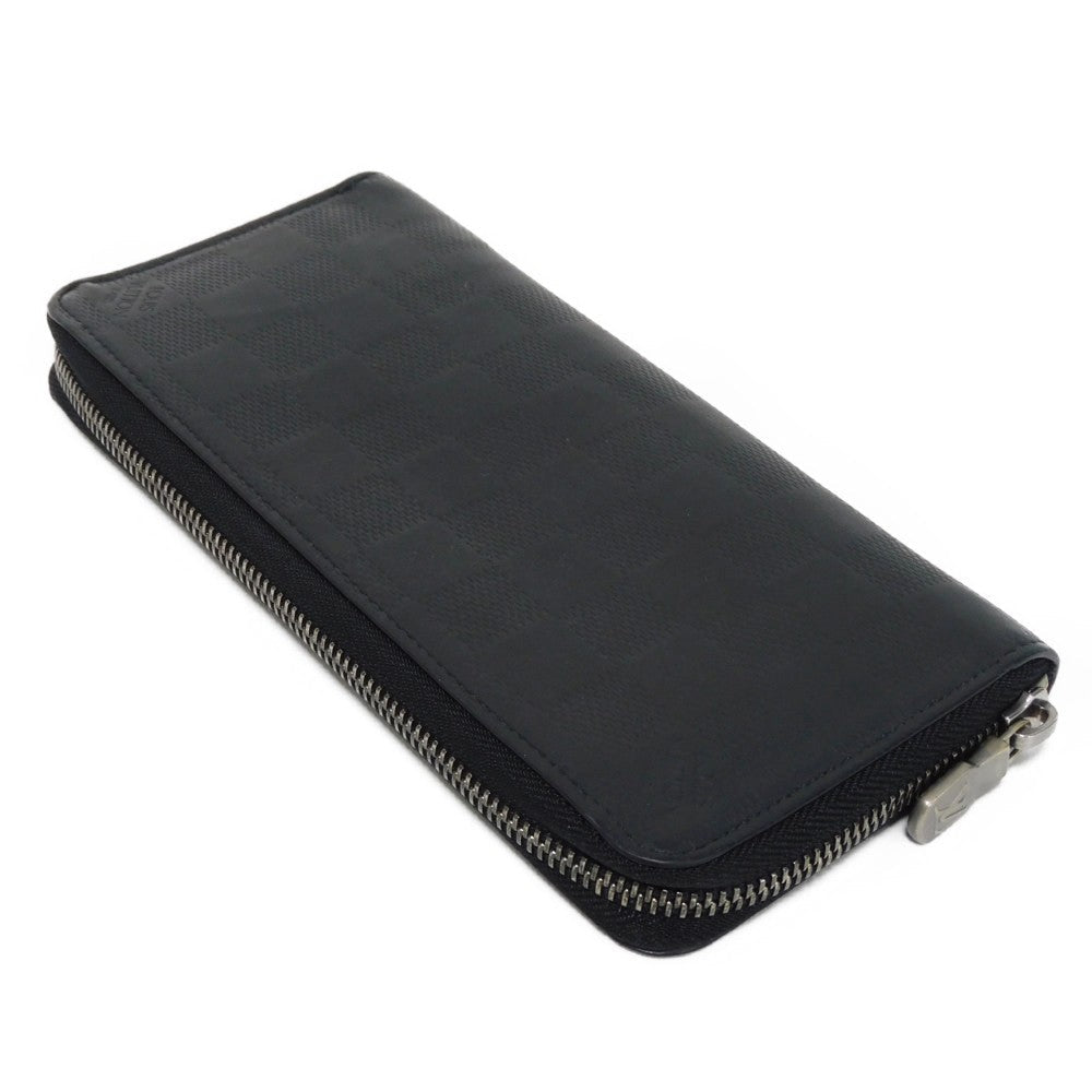 LOUIS VUITTON Long Wallet Purse N63548 Anfini Leather (Damie embossed) onyx Black New Zip Around RFID Damier Anfini Zippy Wallet Vertical mens