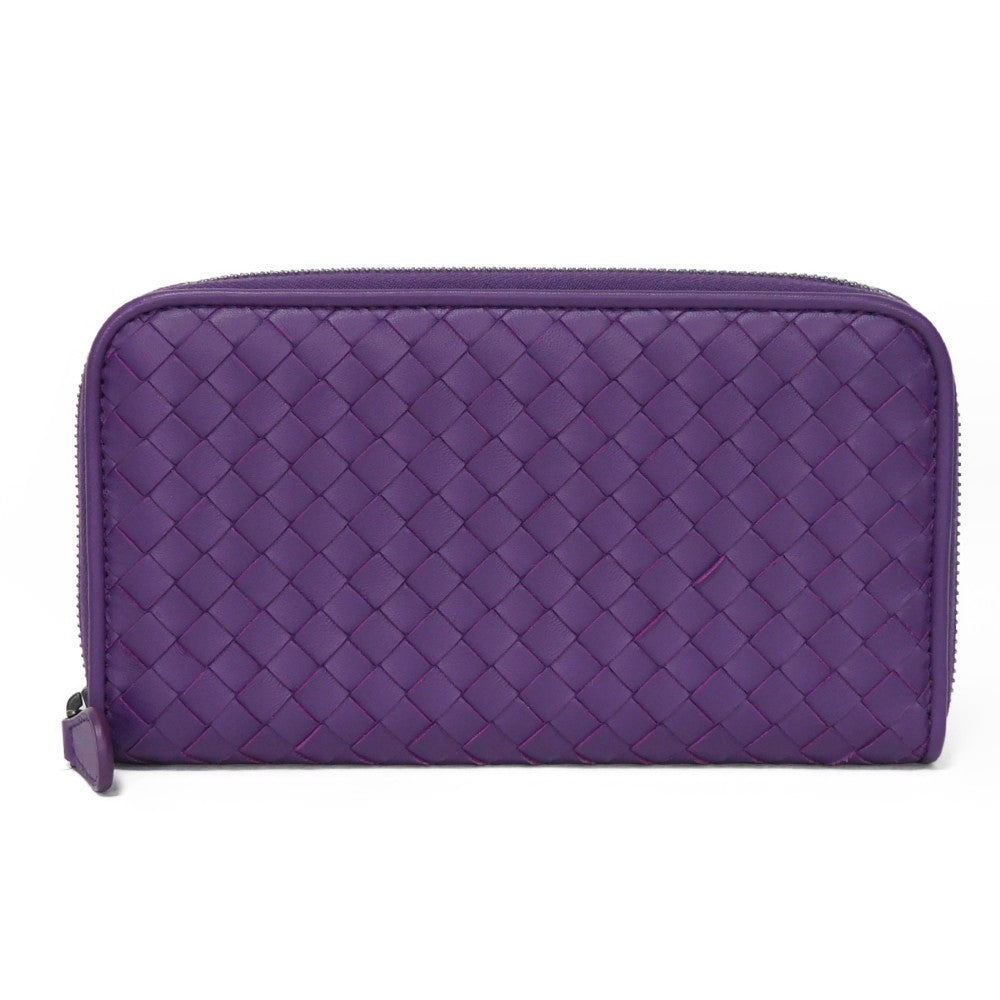 BOTTEGAVENETA Long Wallet Purse 518389 V001N 5213 Nappa Leather (Rumskin) Mona Lisa Nappa Zip Around Good Condition INTRECCIATO Zip around wallet unisex(Unisex)