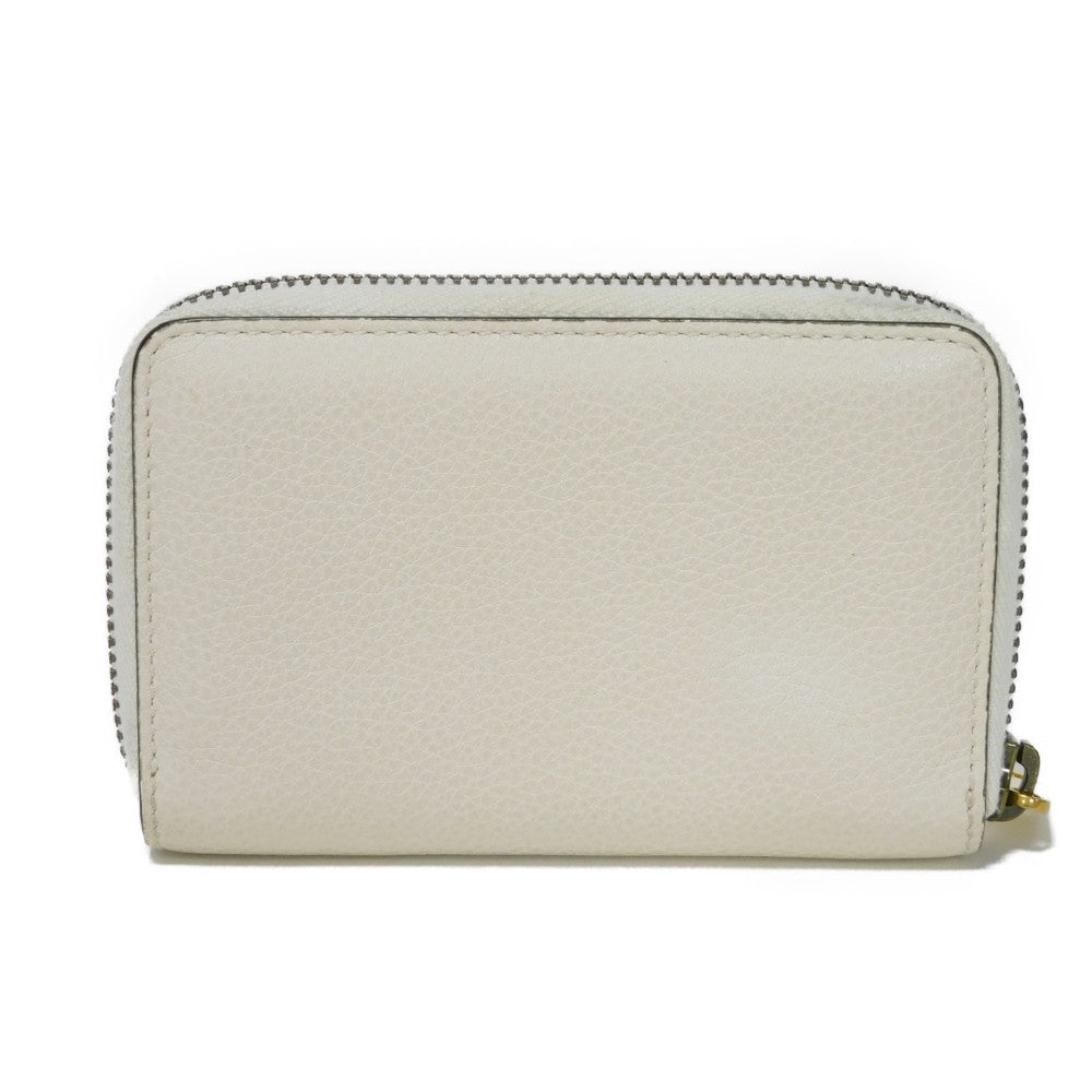 GUCCI Coin case 496319 0GCAT 8820 Textured leather Ivory x green x red Shelley Webb White Vintage logo print Compact zip-around wallet unisex(Unisex)