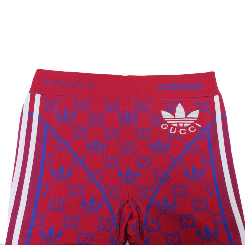 GUCCI Pants 713036 XJES1 6263 Nylon Red Trefoil logo blue M 170/70Y Adidas GG jersey sideline straight pants Women M