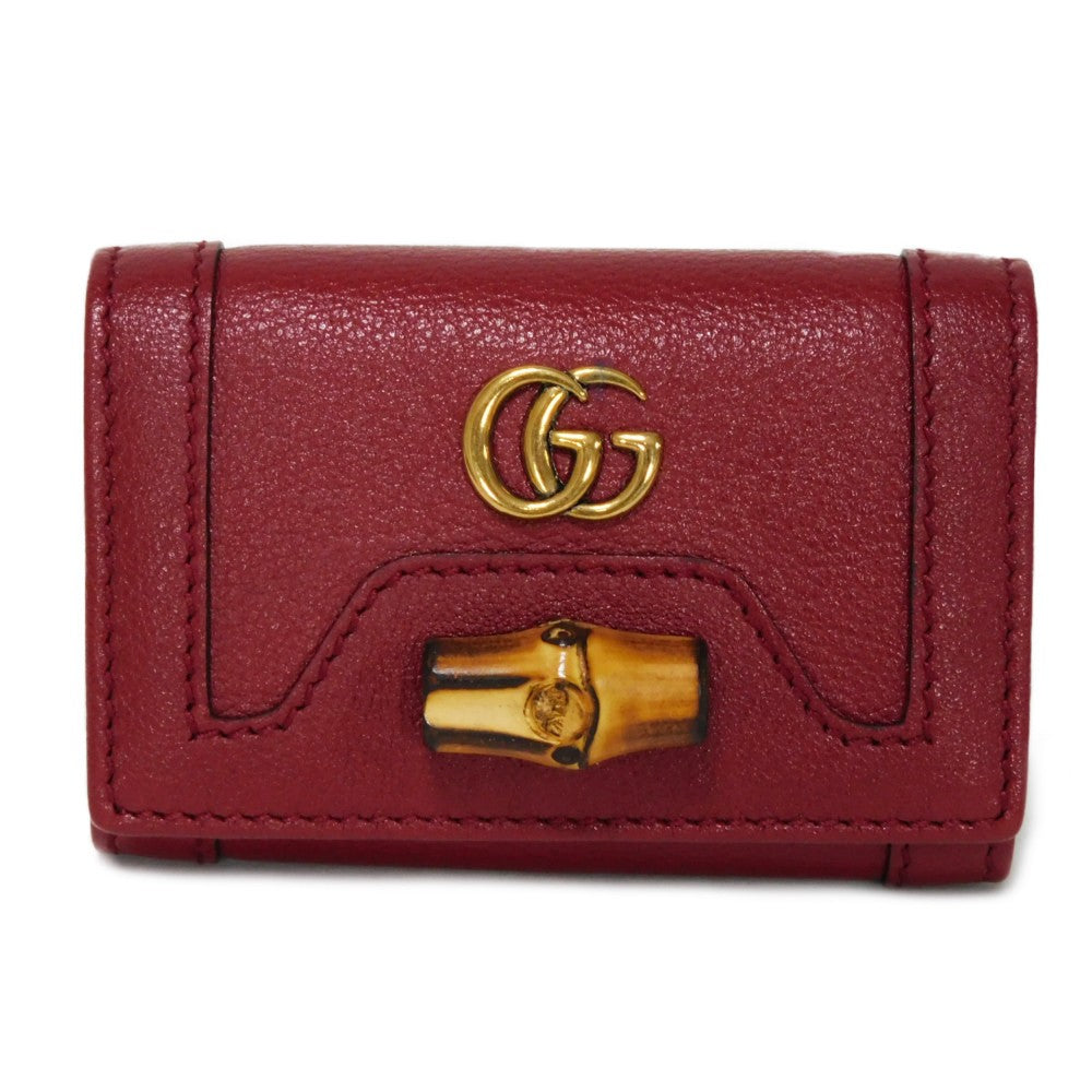 GUCCI Key case Key holder  658636 17Q0T 6638 Calf leather Red Double G Red GG Marmont Diana Bamboo 6-ring keychain Women