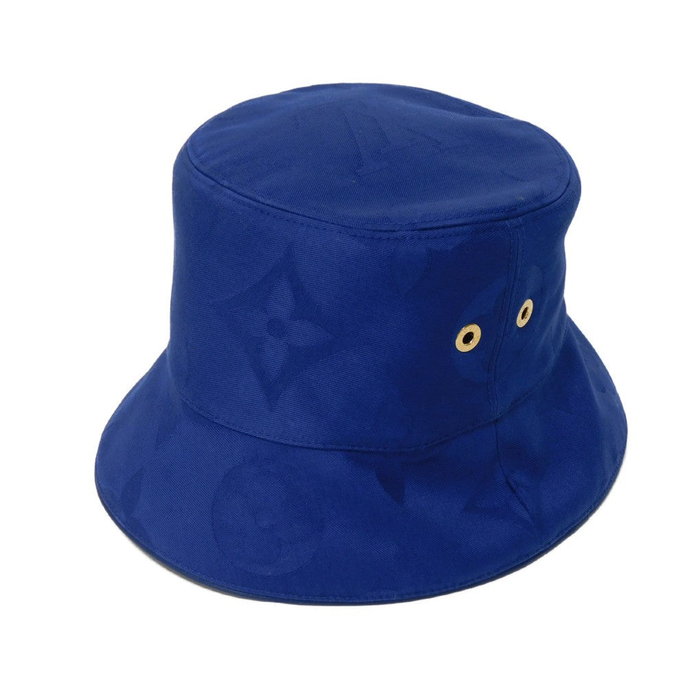 LOUIS VUITTON hat M7169M cotton blue Jacquard White M Unused Monogram Flower Tile Reversible Bucket Hat Women