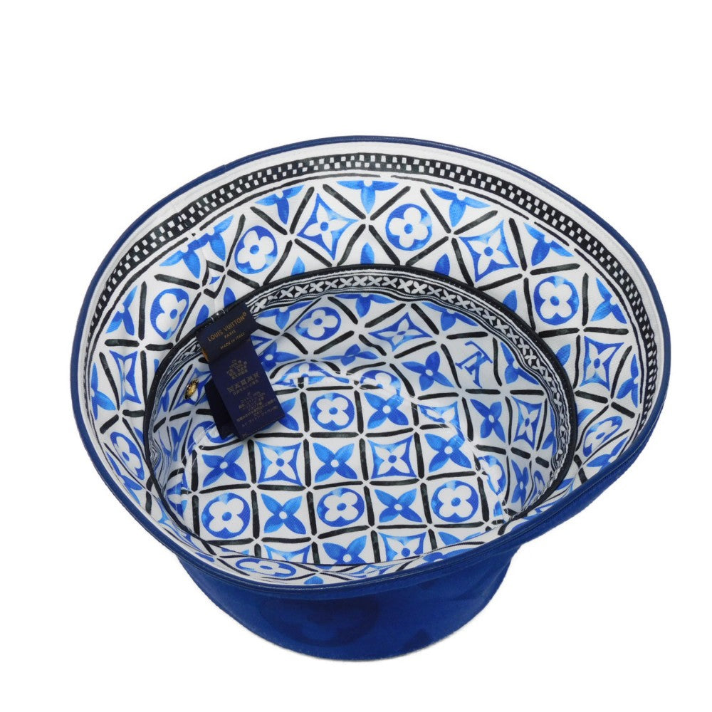 LOUIS VUITTON hat M7169M cotton blue Jacquard White M Unused Monogram Flower Tile Reversible Bucket Hat Women
