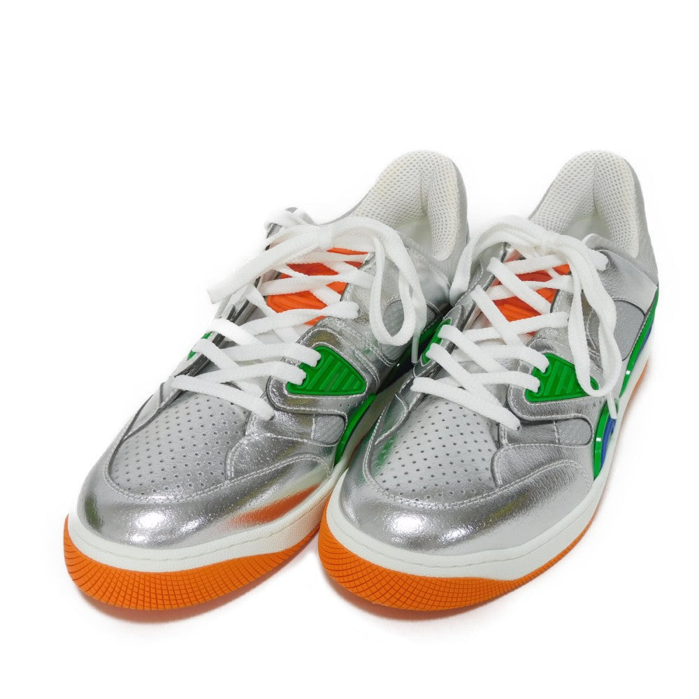GUCCI sneakers 722429 AAA9I 8141 Fabric x rubber sole Silver Green Low Top Unused Interlocking G Good Game Basket mens 10