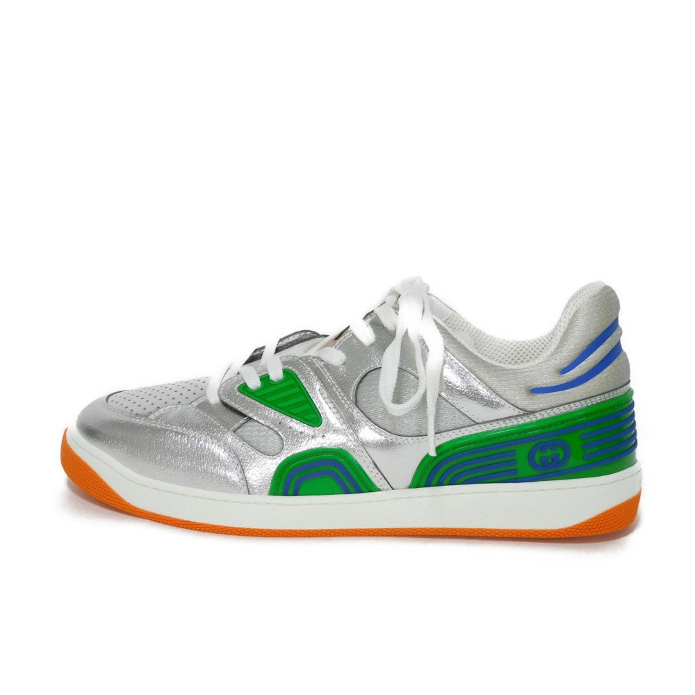 GUCCI sneakers 722429 AAA9I 8141 Fabric x rubber sole Silver Green Low Top Unused Interlocking G Good Game Basket mens 10