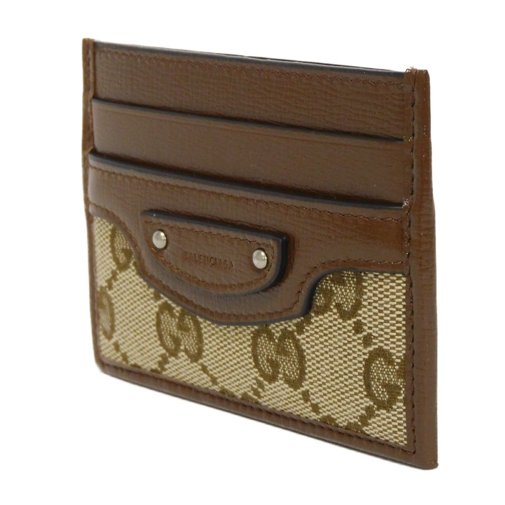 GUCCI Card Case 681709 GY5SN 8563 GG canvas x calf leather beige The Hacker Project GG Canvas Unused Balenciaga Neo Classic Card Holder unisex(Unisex)