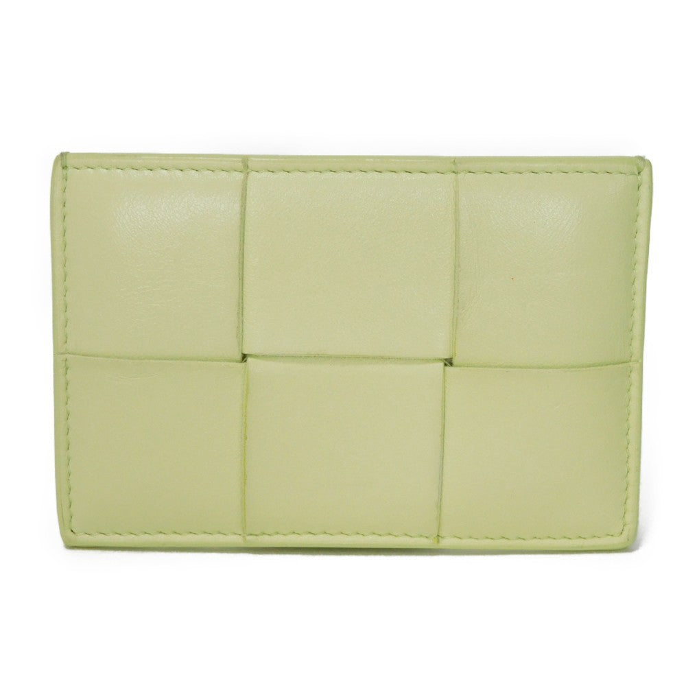 BOTTEGAVENETA Card Case 651401 VCQC4 9412 lambskin x calfskin lemon washed RFID Maxi INTRECCIATO Cassette Credit Card Holder unisex(Unisex)