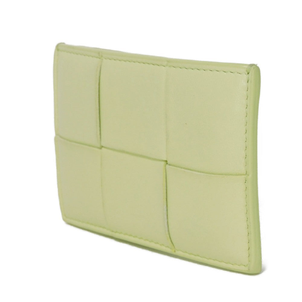 BOTTEGAVENETA Card Case 651401 VCQC4 9412 lambskin x calfskin lemon washed RFID Maxi INTRECCIATO Cassette Credit Card Holder unisex(Unisex)