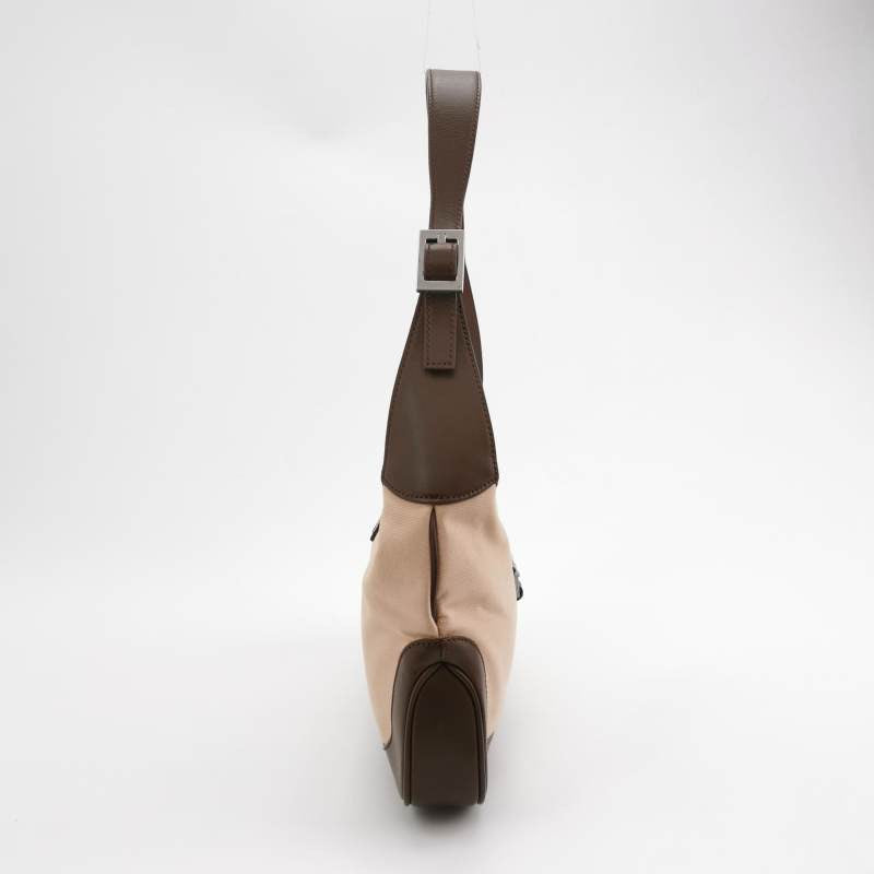 Gucci Jackie Vintage Small Brown Leather and Fabric Silver Hardware