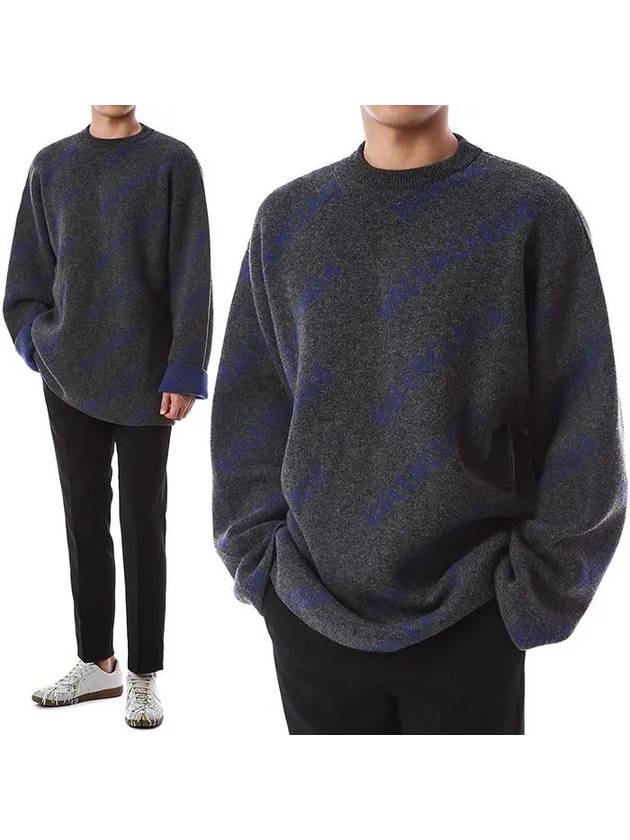 Luxury Balenciaga Trending 2025 All-Over Logo Wool Knit Top Grey