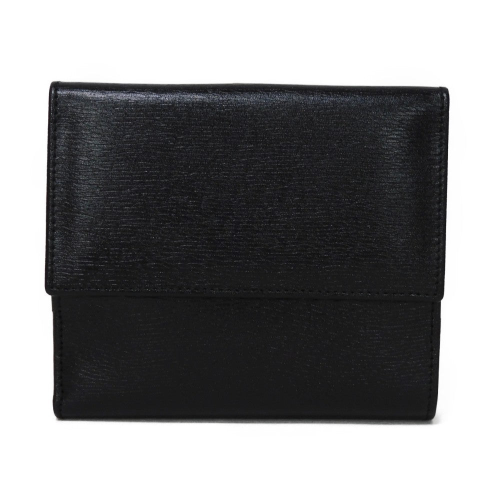 GUCCI Bifold Wallet 035 2169 Calf leather black Vintage Gold Billfold Coin Case Old Jackie Compact Wallet unisex(Unisex)