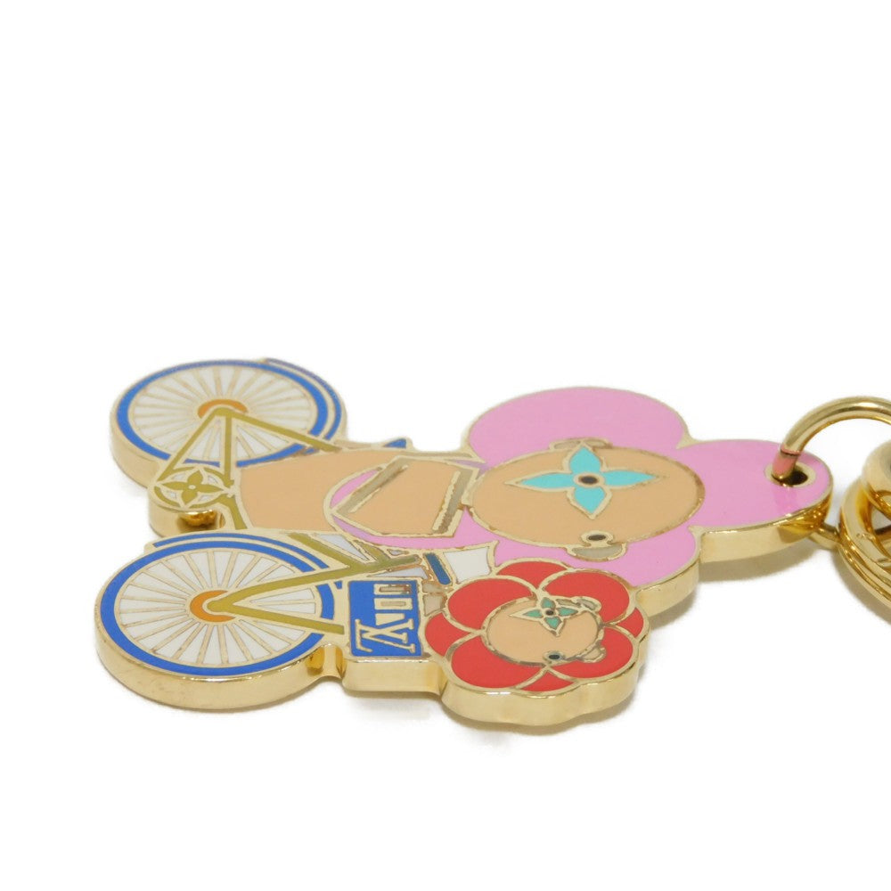 LOUIS VUITTON key ring M00871 enamel multicolor LV logo bag charm Monogram Flower Vivienne Vero Christmas Women