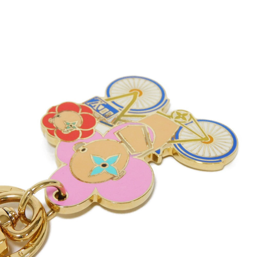 LOUIS VUITTON key ring M00871 enamel multicolor LV logo bag charm Monogram Flower Vivienne Vero Christmas Women