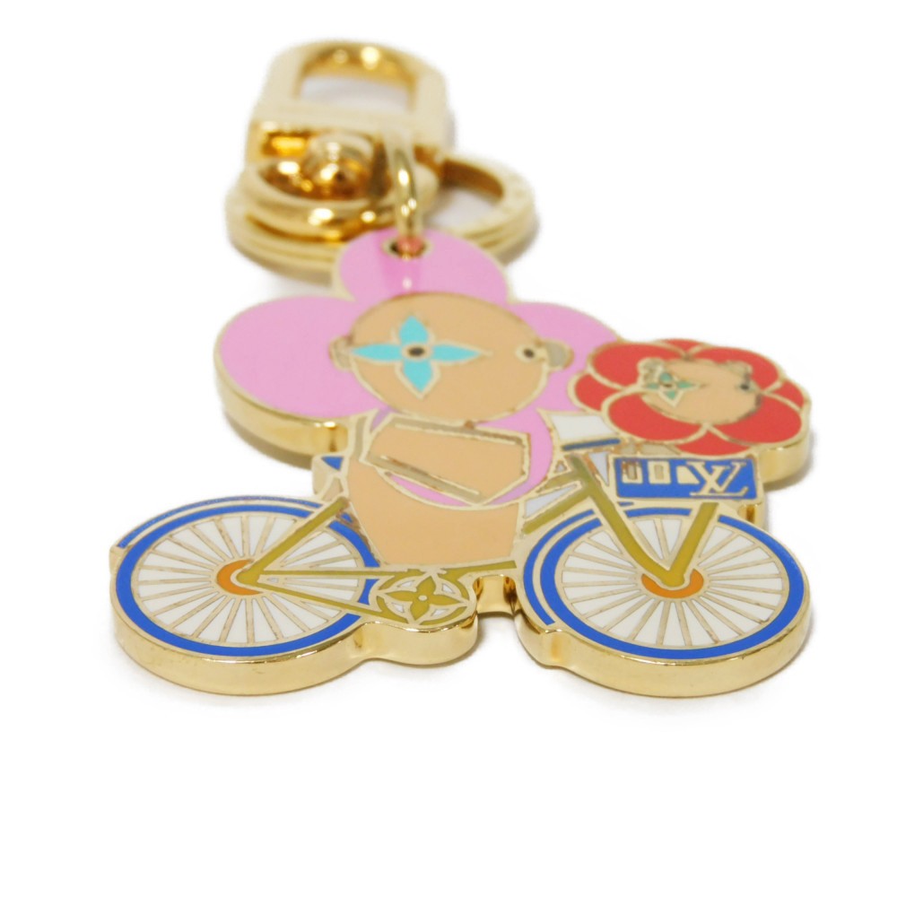 LOUIS VUITTON key ring M00871 enamel multicolor LV logo bag charm Monogram Flower Vivienne Vero Christmas Women