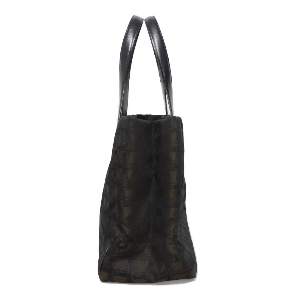 CHANEL Tote Bag A15991 Nylon jacquard x calfskin Brown CC Mark Nylon Jacquard Calfskin 10 Series COCO Mark New Travel Line Tote MM unisex(Unisex)