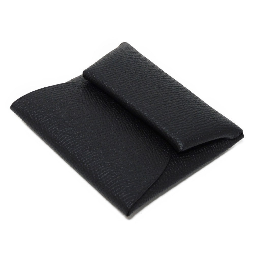 HERMES Coin case H041054CK89 Epsom black Epsom Silver Snap Button Coin Pocket Wallet Unused Bastia unisex(Unisex)
