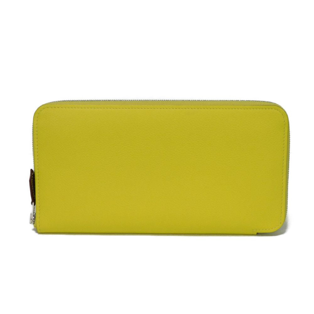 HERMES Long Wallet Purse Evercolor , Barenia lime Multicolor Zip Around Good condition Henri Verite Freely Azap Long Silk Inn unisex(Unisex)
