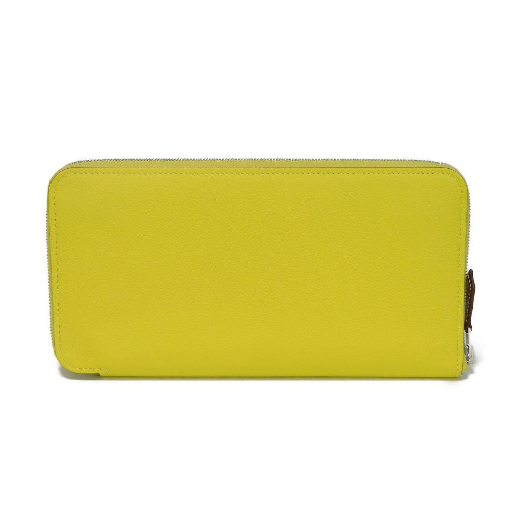 HERMES Long Wallet Purse Evercolor , Barenia lime Multicolor Zip Around Good condition Henri Verite Freely Azap Long Silk Inn unisex(Unisex)