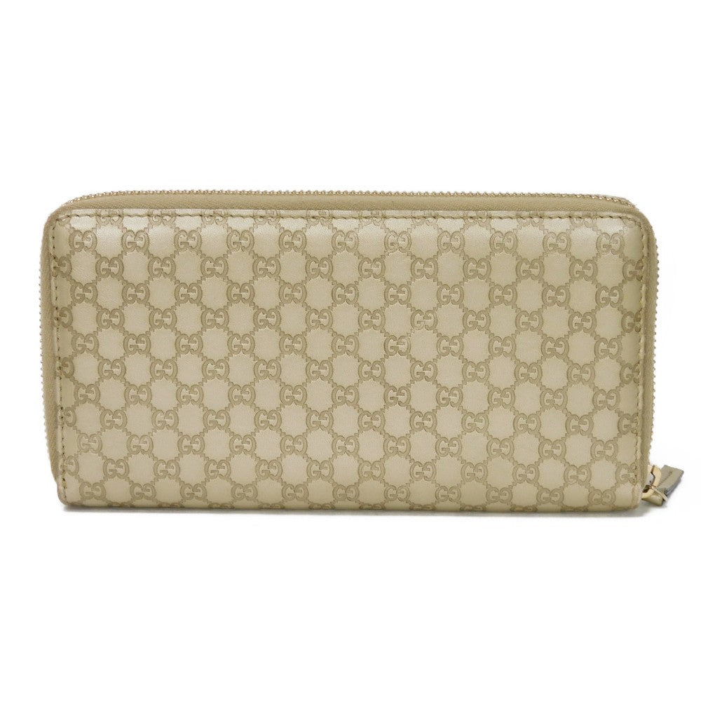 GUCCI Long Wallet Purse 388680 GG striped leather Champagne Gold Zip Around Micro GG Shima Guccissima Ribbon Zip Around Wallet Women