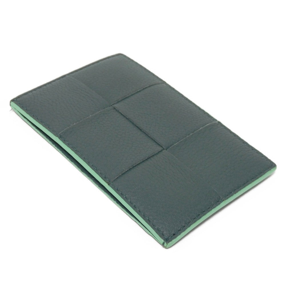 BOTTEGAVENETA Card Case Grained calfskin (embossed) Light green Inkwell RFID Maxi INTRECCIATO Cassette Credit Card Holder mens