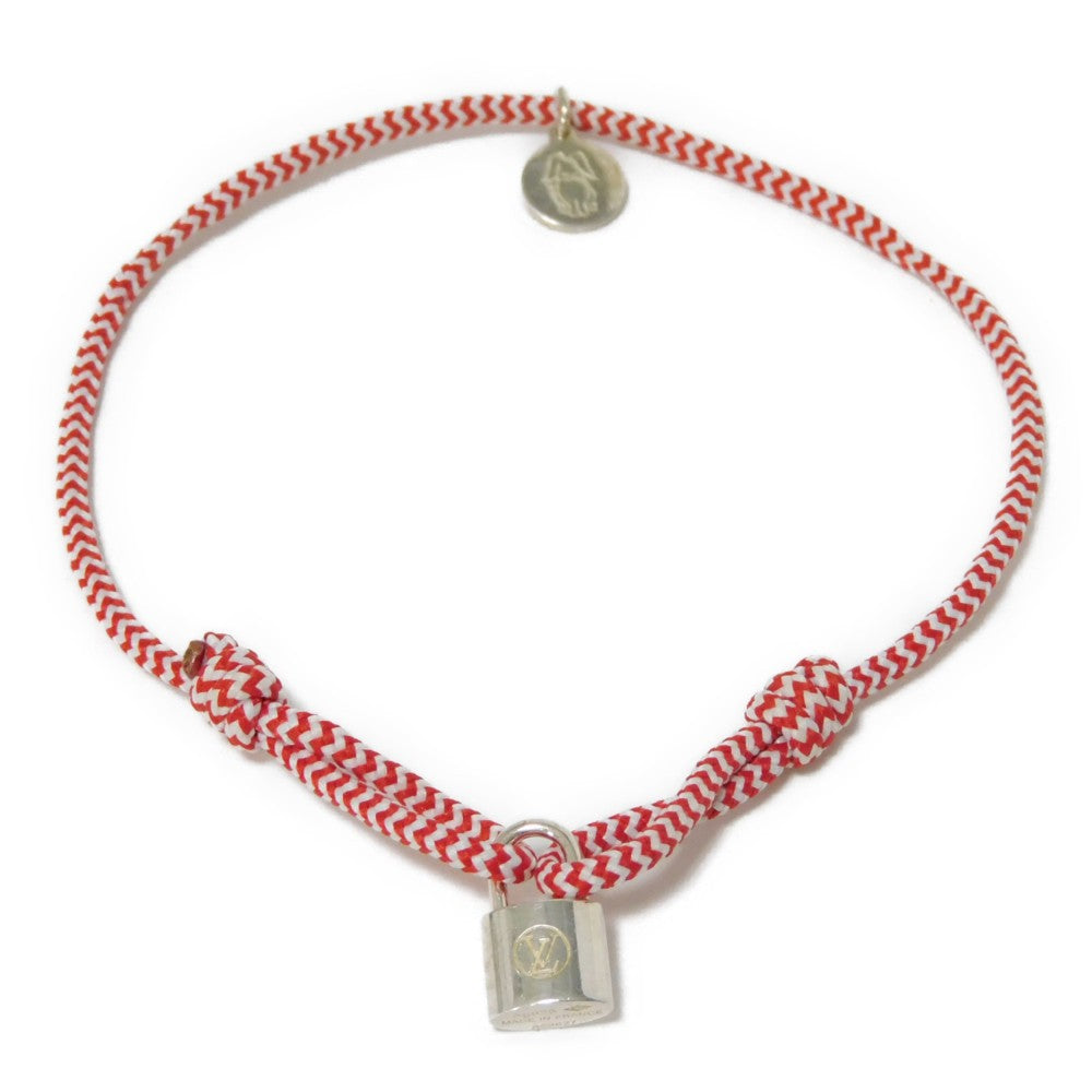 LOUIS VUITTON bracelet Q95705 SV925, cotton Red LV Circle Padlock Cotton Sophie Turner Silver Lockit Bracelet Women