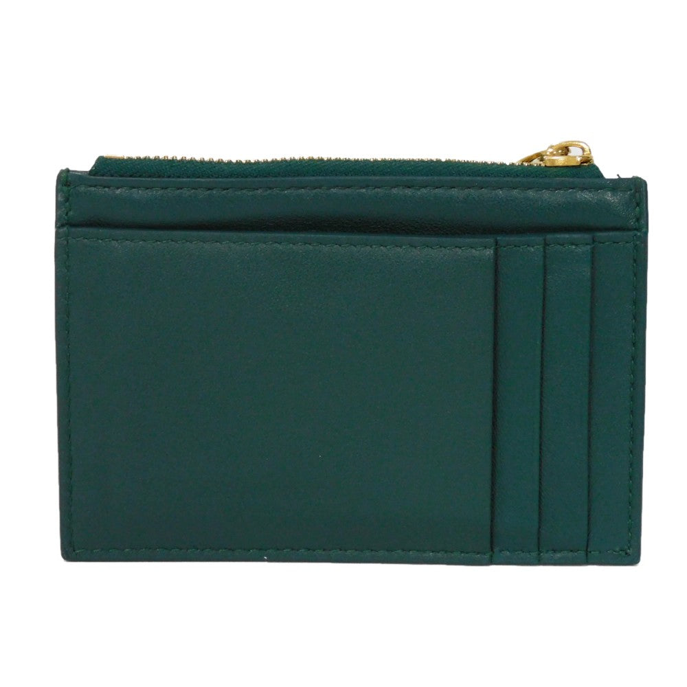 BOTTEGAVENETA Coin case 765460 VCQC4 3049 lambskin x calfskin Emerald green Current RFID IC chip Maxi INTRECCIATO Cassette Card Case unisex(Unisex)