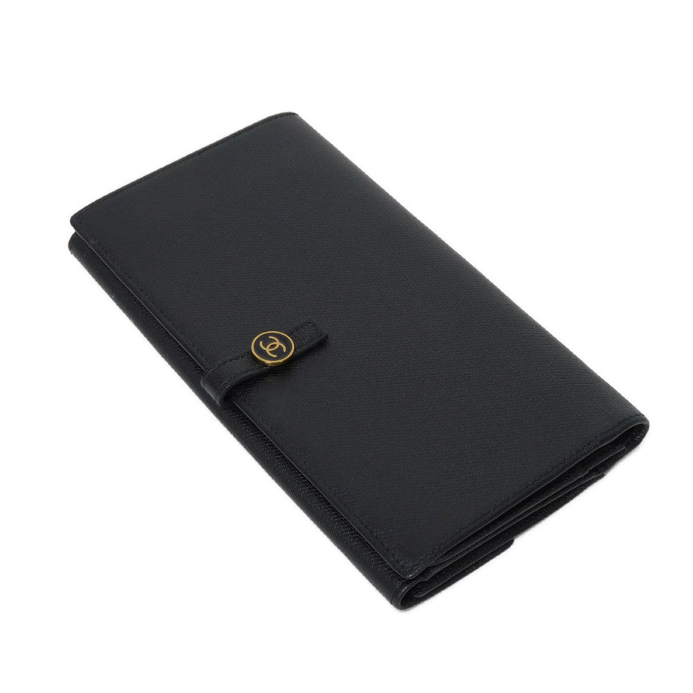 CHANEL Long Wallet Purse A20905 Calfskin (embossed) black Good condition CC mark Calfskin enamel No.9 COCO Mark COCO Button Long Flap Wallet unisex(Unisex)