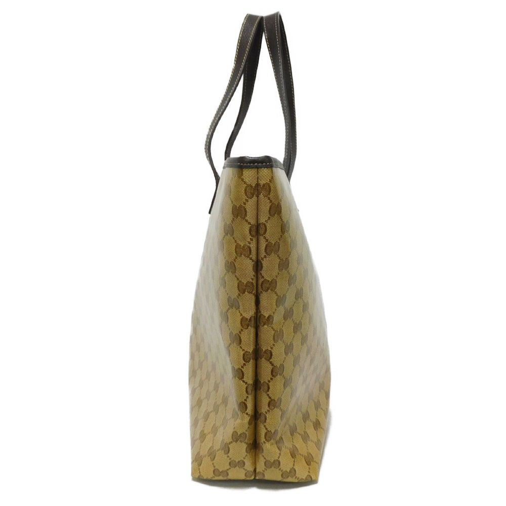 GUCCI Tote Bag 211525 GG Crystal Canvas (Plastics finish) beige Plastics coating brown Interlocking G charm GG Crystal Tote unisex(Unisex)