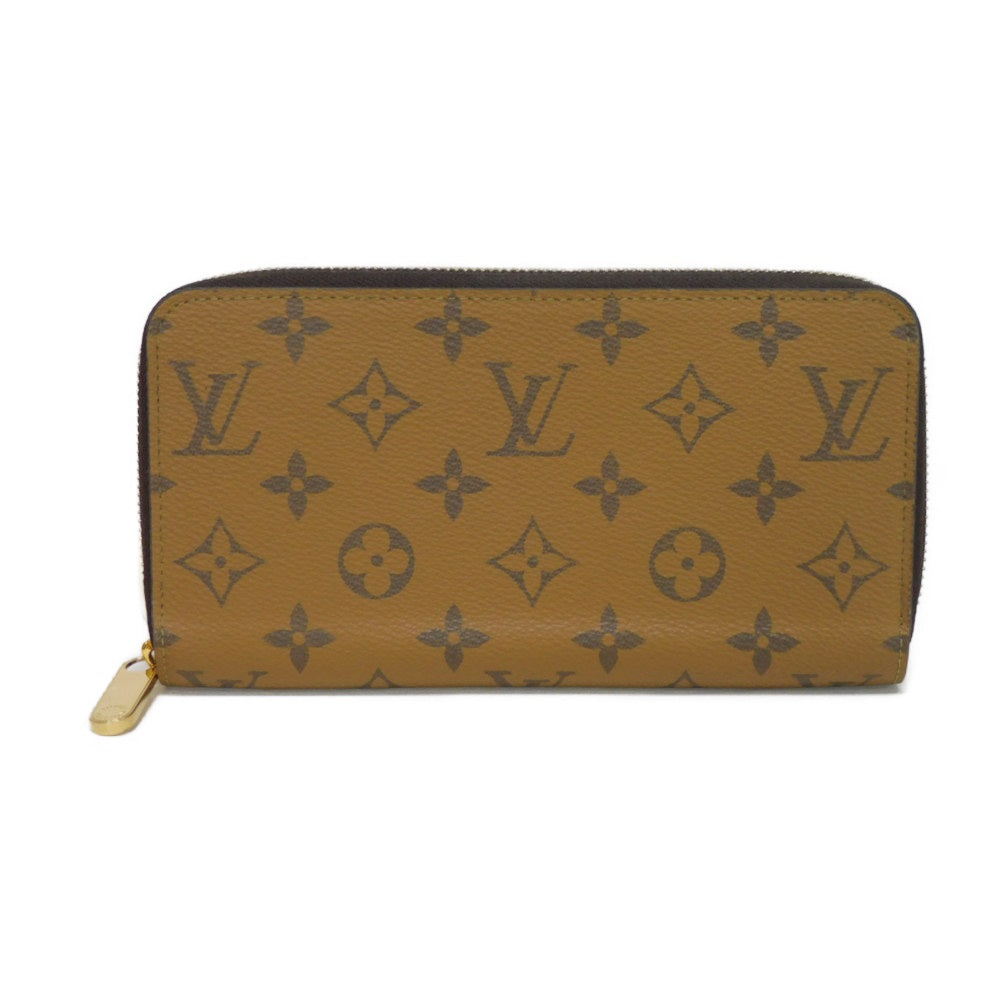 LOUIS VUITTON Long Wallet Purse M82444 Monogram Reverse Canvas x Grained Leather Brown Current LV logo New model Black Zip Around RFID Monogram reverse Zippy wallet unisex(Unisex)