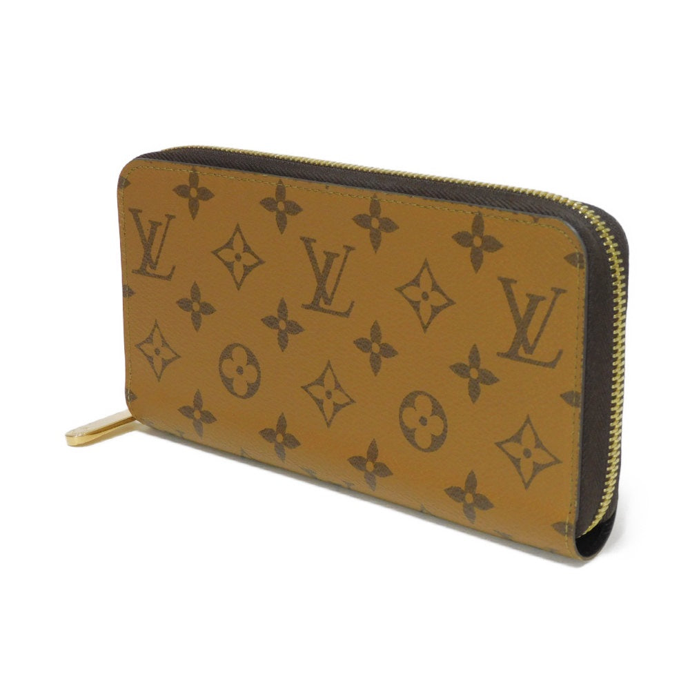 LOUIS VUITTON Long Wallet Purse M82444 Monogram Reverse Canvas x Grained Leather Brown Current LV logo New model Black Zip Around RFID Monogram reverse Zippy wallet unisex(Unisex)