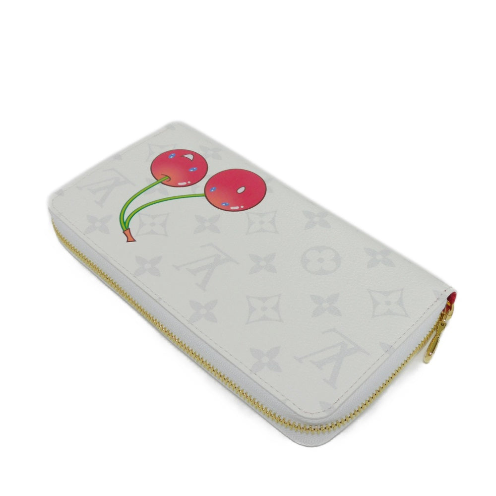 LOUIS VUITTON Long Wallet Purse M14240 Monogram canvas x grain leather white Takashi Murakami LV logo flower cherry RFID unused Monogram Cherry LVxTM Zippy Wallet unisex(Unisex)