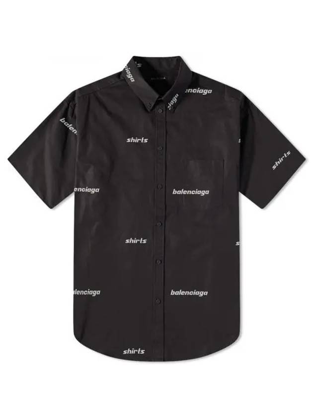 Luxury Balenciaga Trending 2025 All-Over Logo Short Sleeve Shirt Black