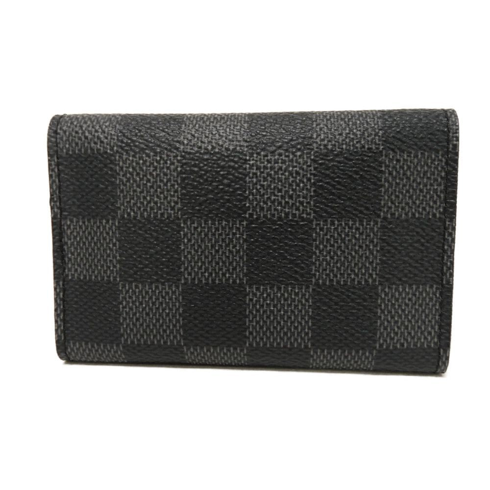 LOUIS VUITTON Key case Key holder  N62662 Damier Graphite canvas x grained leather (embossed) Noir Old logo black grey 6-row black good condition Damier Graphite Multicles 6 mens