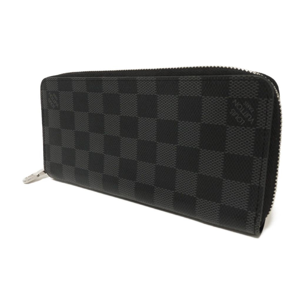 LOUIS VUITTON Long Wallet Purse N63095 Damier Graphite canvas x grained leather Noir New Zip Around RFID Current Damier Graphite Zippy Wallet Vertical mens