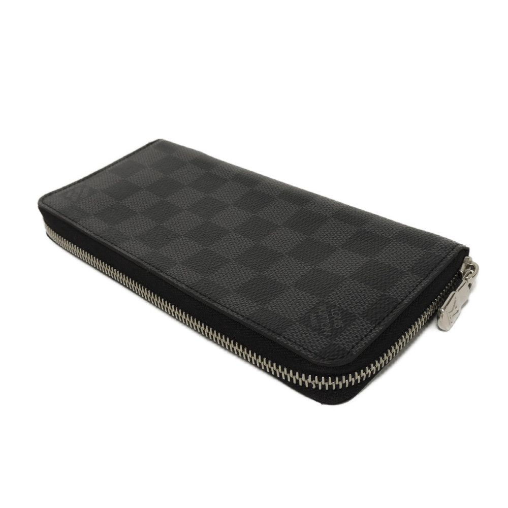 LOUIS VUITTON Long Wallet Purse N63095 Damier Graphite canvas x grained leather Noir New Zip Around RFID Current Damier Graphite Zippy Wallet Vertical mens