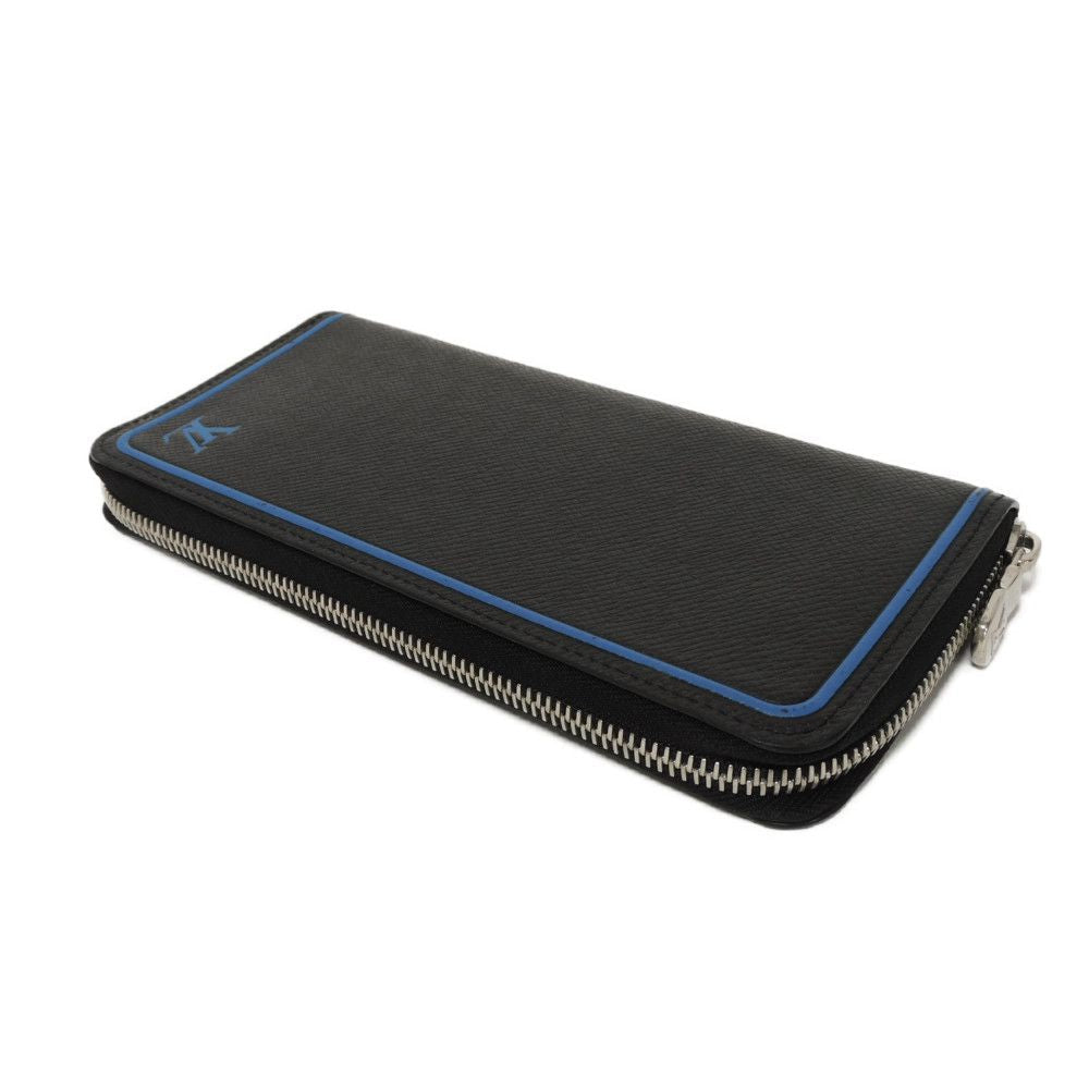 LOUIS VUITTON Long Wallet Purse M30070 Taiga leather (stamped) Noir New Zip Around Black Blue Taiga Zippy Wallet Vertical mens