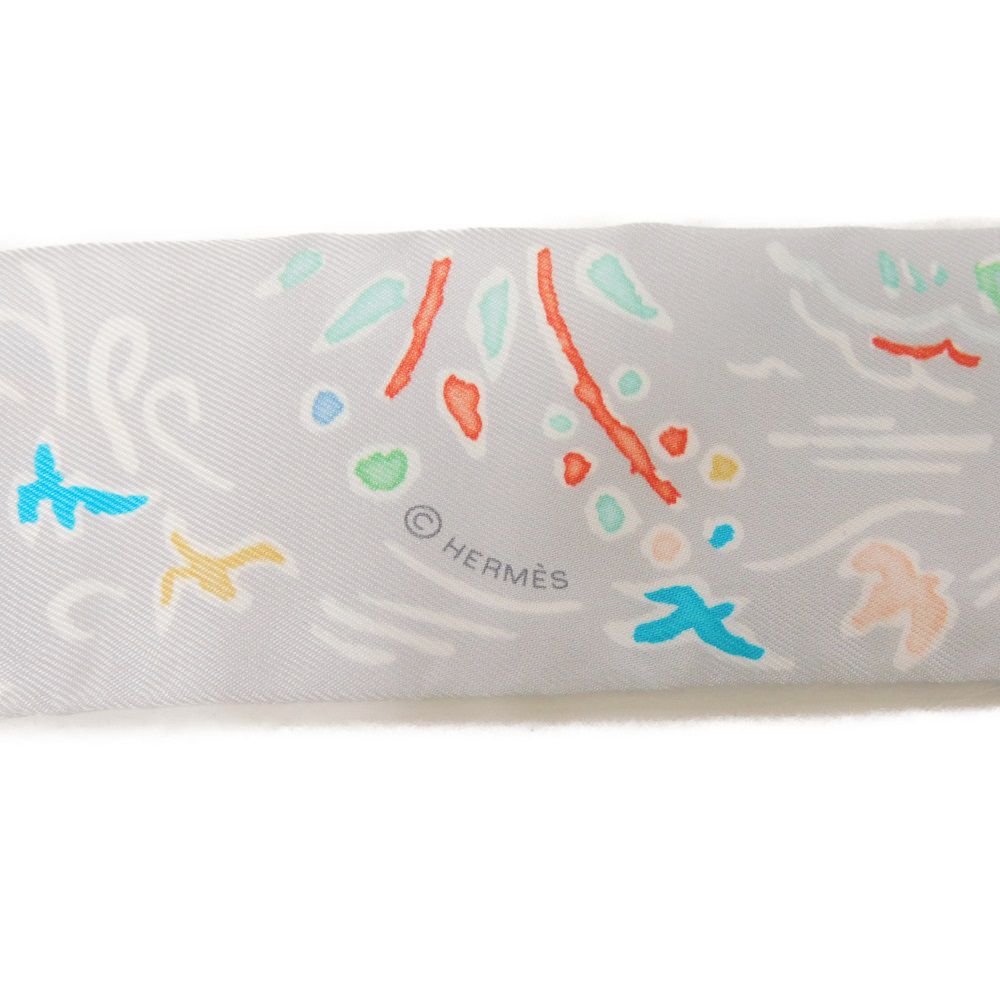 HERMES scarf silk Grease pearl spring island Twilly