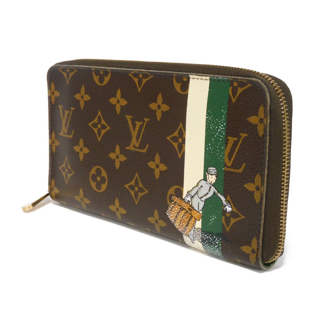 LOUIS VUITTON Long Wallet Purse M60035 Monogram canvas (bellboy print) x grain leather (embossed) Vert Bellboy Green Zip Around Monogram groom Zippy Organizer mens