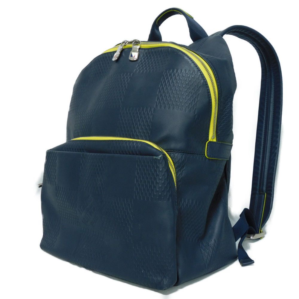 LOUIS VUITTON Backpack N44016 Anfini Leather (Damie embossed) Asphalt blue Damier Anfini Apollo