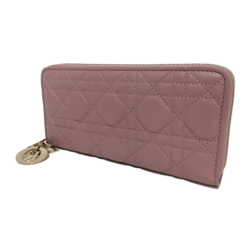 Dior Long Wallet Purse S0007ONMJ_M64P Lambskin (canage embossing) lavender Current logo Zip Around Canage Lady Dior Voyageur Wallet Women