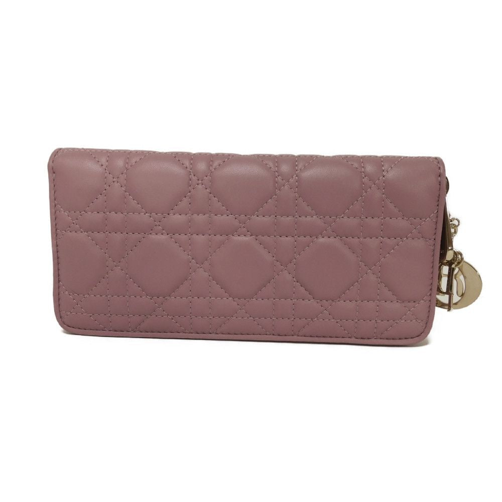 Dior Long Wallet Purse S0007ONMJ_M64P Lambskin (canage embossing) lavender Current logo Zip Around Canage Lady Dior Voyageur Wallet Women
